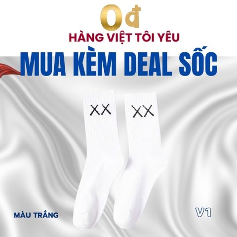 Vớ Trắng Cao Cổ Vải Cotton Dày Dặn Unisex Quà Tặng Kèm