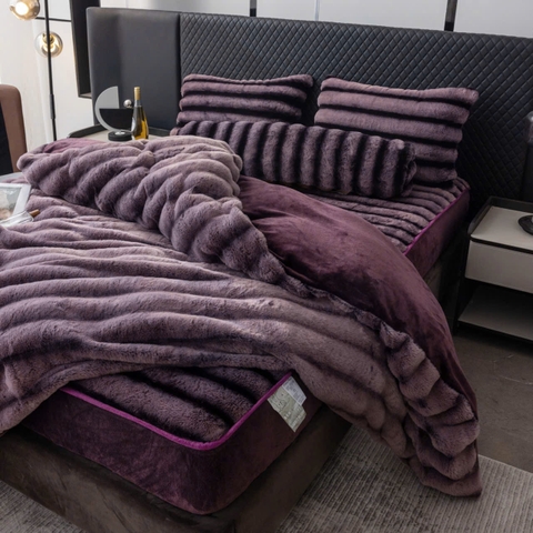 Bộ Chăn Ga Gối Nỉ Lông Chồn