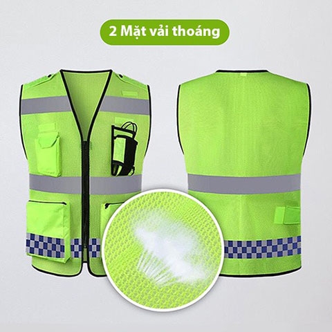 Áo lưới cảnh sát giao thông phản quang 3 đường ngang đẹp