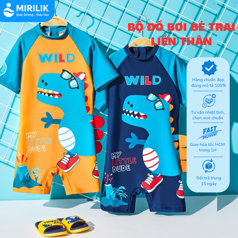Bộ đồ bơi liền thân trẻ em bé trai từ 10 kg đến 50kg hình khủng long đáng yêu hãng YuKe Yuripromax