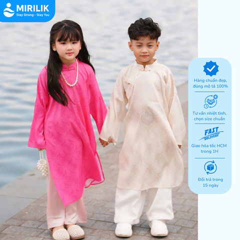 Áo Dài Truyền Thống Đoàn Viên Tết 2026 Cho Trẻ Em Áo Dài Bé Trai Bé Gái Gấm Cao Cấp Mirilik