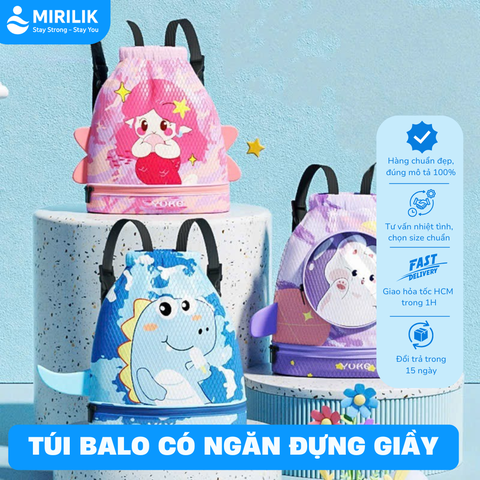 Balo đựng đồ bơi cho bé có 2 ngăn khô ướt Túi đi bơi đi biển có ngăn đựng giầy riêng, balo đi bơi