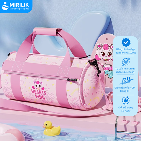 Túi đi bơi đựng đồ bơi có ngăn đựng đồ ướt đồ khô cho bé gái hiệu YouYou màu hồng tím Yuripromax