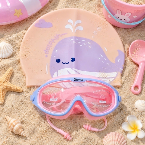Combo Kính Youyou Hồng Xanh + Nón Cá Dolphin Hồng