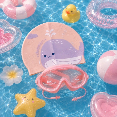 Combo Kính Youyou Hồng Full+ Nón Cá Dolphin Hồng