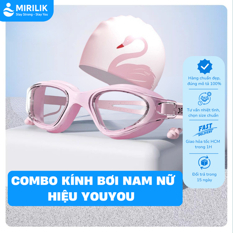 Kính bơi kèm bịt tai người lớn nam nữ sang trọng kín nước chống mờ sương YouYou Yuripromax