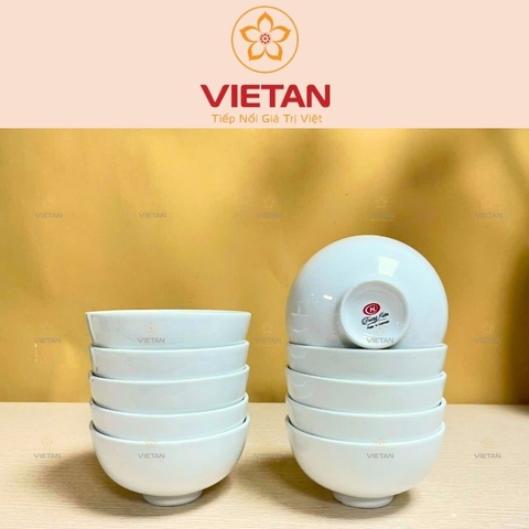 Bộ 6-10 Bát Ăn Cơm Trung Kiên Men Trắng Trơn BBD11
