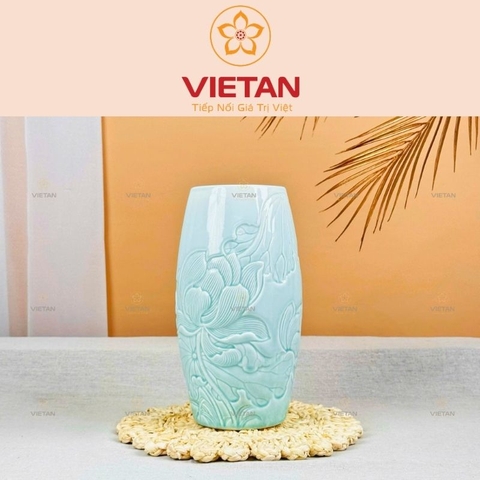 Bình Hoa Men Ngọc Chạm Nổi In Logo BH07