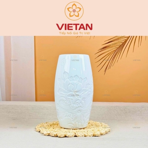 Bình Hoa Men Ngọc Chạm Nổi In Logo BH07