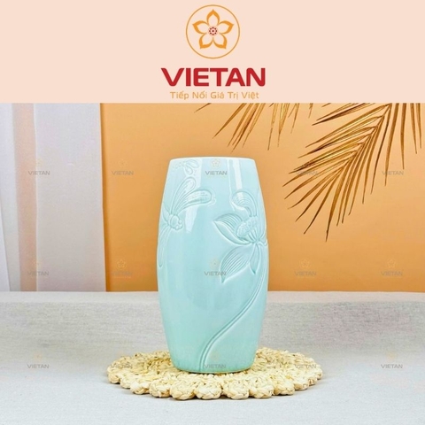 Bình Hoa Men Ngọc Chạm Nổi In Logo BH07