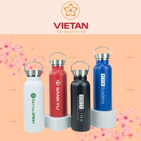 Bình Giữ Nhiệt Quà Tặng In Logo Có Quai Xách BGN01