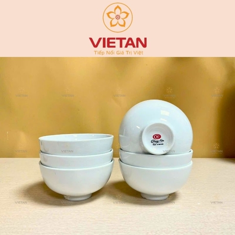 Bộ 6-10 Bát Ăn Cơm Trung Kiên Men Trắng Trơn BBD11