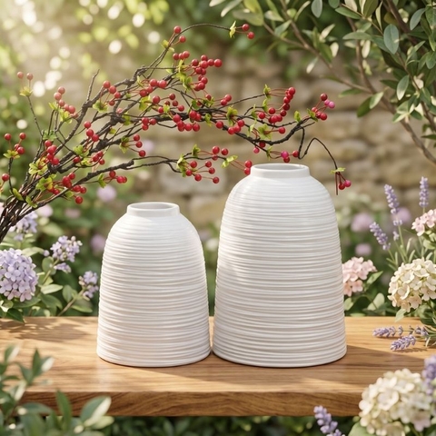 Bình Hoa Sứ Trắng Mẫu BH17