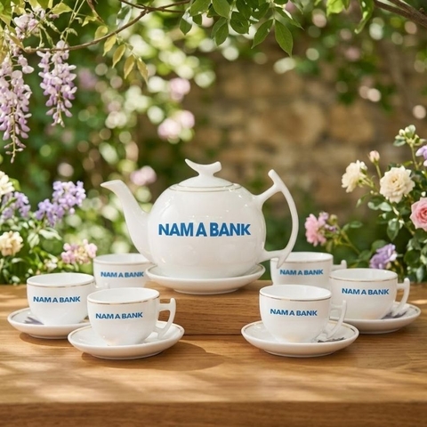 Ấm Chén In Logo Nam Á Bank