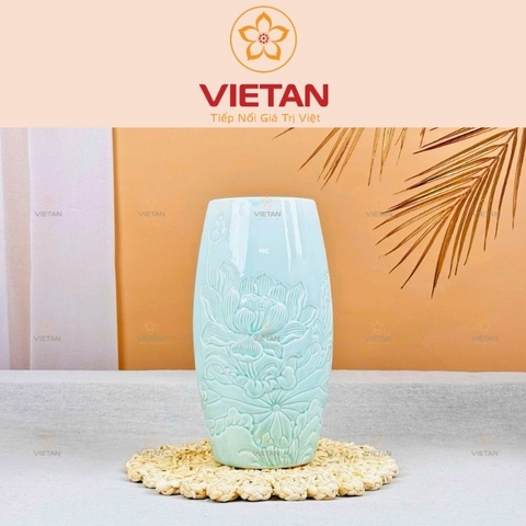 Bình Hoa Men Ngọc Chạm Nổi In Logo BH07