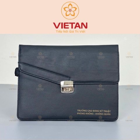 Cặp Da Màu Đen Quà Tặng In Logo CD02