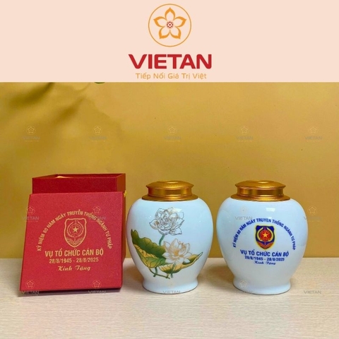 Hũ Đựng Trà Bát Tràng Họa Tiết Hoa Sen HDT06