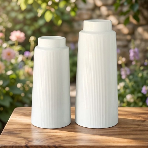 Bình Hoa Sứ Trắng Mẫu BH15