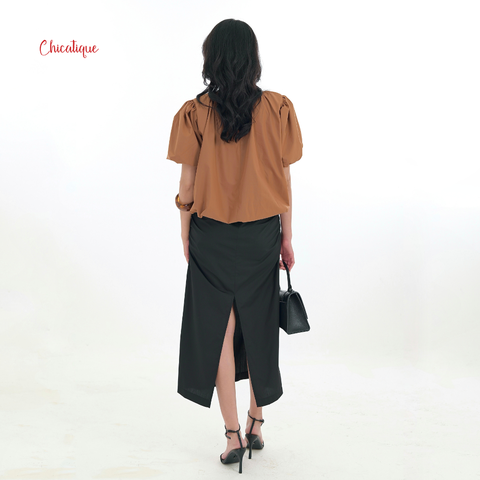 Chân váy dún dài Chicatique Cailin chất cotton Hàn form suông thời trang công sở thanh lịch