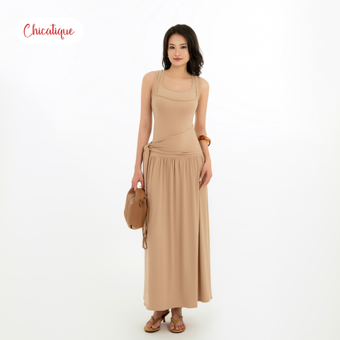 Đầm thun sát nách Chicatique Hadi cotton Hàn co giãn dáng dài ôm tôn dáng