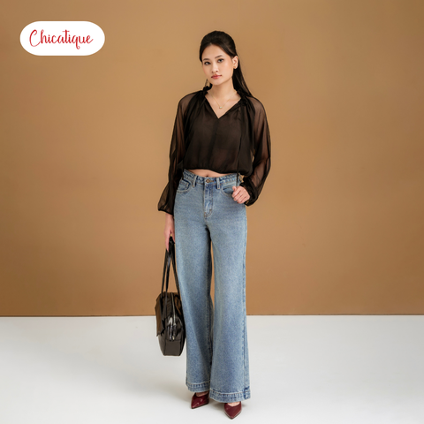 Áo kiểu nữ Chicatique Nina chất tơ gân Hàn mềm nhẹ cá tính