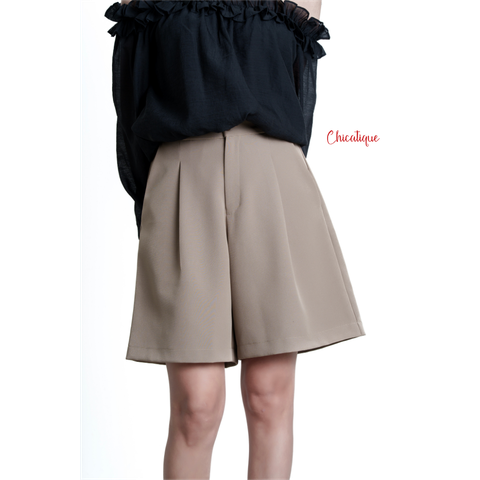 Quần short nữ thiết kế Chicatique Morgan dáng suông ống rộng phong cách Hàn Quốc chất vải Carolan cao cấp