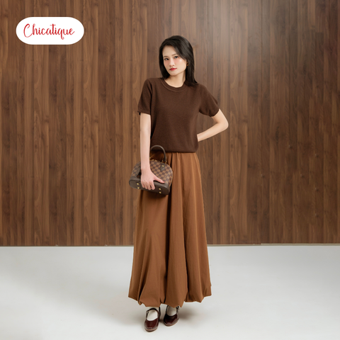 Áo Taylor Knit Top Chicatique Cotton dệt mềm mại basic form ôm nhẹ