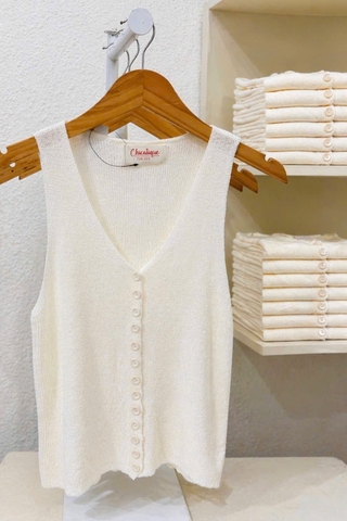 Áo dệt kim CHICATIQUE Erin nút cài basic thanh lịch