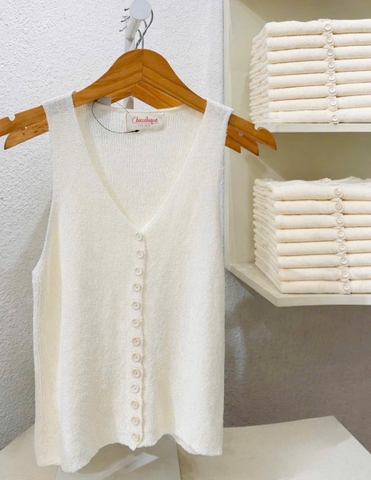Áo dệt kim CHICATIQUE Erin nút cài basic thanh lịch