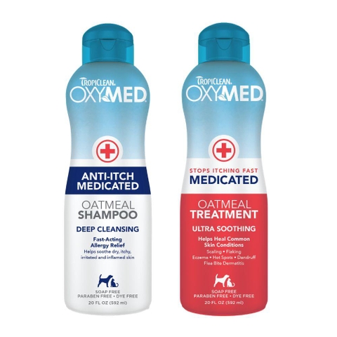 Sữa Tắm & Dầu Xả Trị Viêm Da & Cấp Ẩm Cho Chó Mèo Tropiclean Oxymed (592ml) (Mỹ)