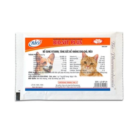 Bột Bio Vit Plus Bổ Sung Vitamin Tăng Đề Kháng Chó Mèo (Gói (5g)
