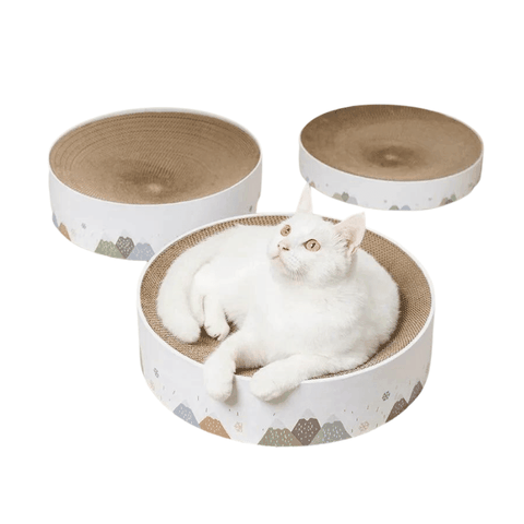 Bàn Cào Móng Giấy Ổ Nằm Tròn Cho Mèo Họa Tiết 41cm