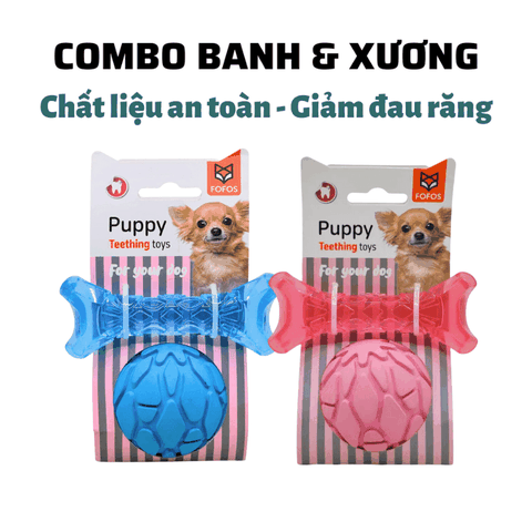 Đồ Chơi Cho Chó Set Xương & Banh Cao Su Fofos