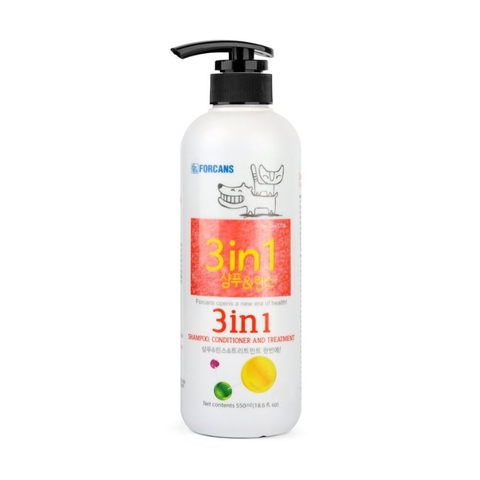 Sữa Tắm Gội Xả 3 Trong 1 Cho Chó Mèo Forcans (550ml)