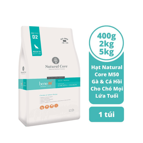 Thức Ăn Hạt Cho Chó Mọi Lứa Tuổi Hữu Cơ Natural Core M(50 G)à & Cá Hồi
