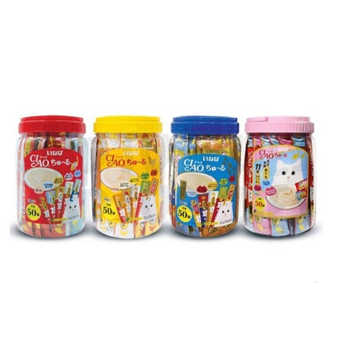 Hộp 50 Tuýp Súp Thưởng Mèo Ciao Churu Mix Nhiều Vị