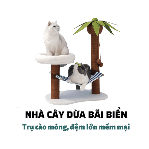 Trụ Cào Móng Mèo Cây Dừa Zeze Cat Tree