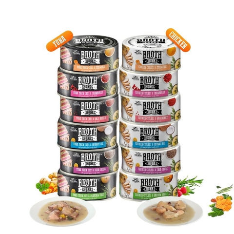 Pate Cho Chó Mèo Absolute Holistic Broth Chunks Lon (80g)