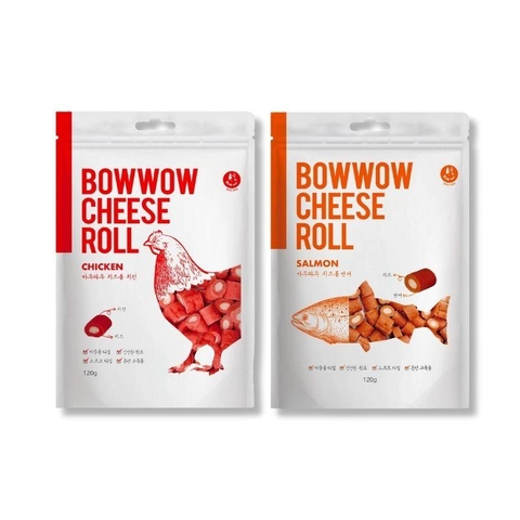 Bánh Thưởng Cho Chó Phô Mai Cuộn Thịt Bowwow Cheese Roll (120g)