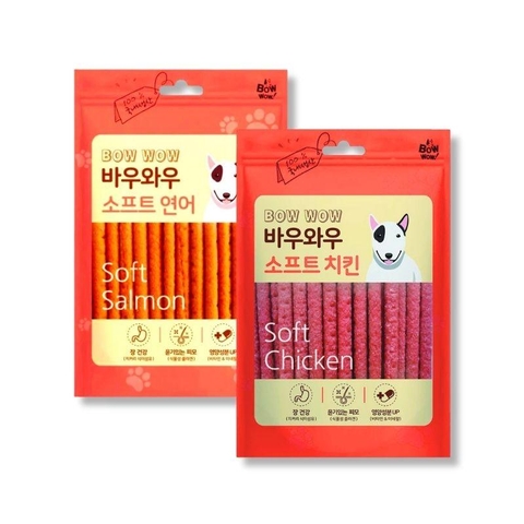 Bánh Thưởng Cho Chó Cá Hồi & Gà Que Bowwow Soft (150g)