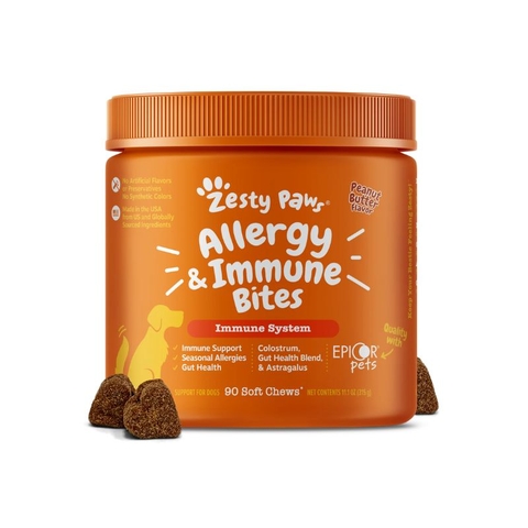 Viên Nhai Cho Chó Zesty Paws Aller-Immune Bites-Tăng Đề Kháng, Miễn Dịch