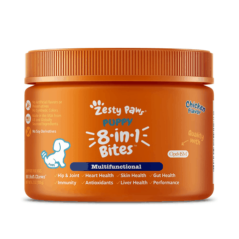 Viên Nhai Zesty Paws Vitamin 8 In 1 Puppy Cho Chó Mèo Con / Size Nhỏ Tổng Hợp