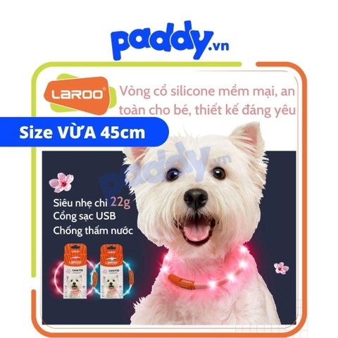 Vòng Cổ Chó Mèo Đèn Led Laroo Sạc Usb - F33 45cm