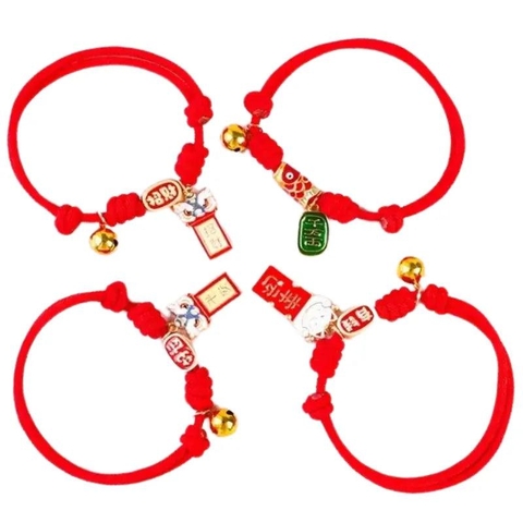Vòng Cổ Tết Cho Chó Mèo Dây Thừng Rút Đỏ 18-32cm