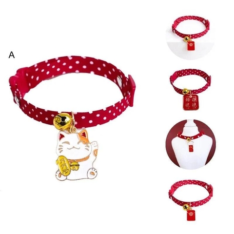 Vòng Cổ Tết Cho Chó Mèo Dây Vải Đỏ 16-22cm