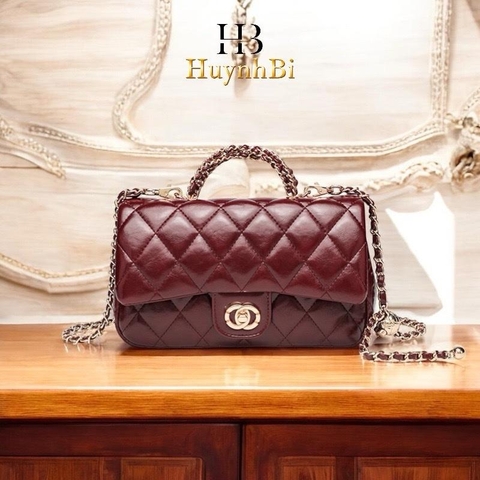 A4_Túi Xách Tay Nữ Da Bê Thật Vân Siu Đẹp, Có Dây Đeo Chéo, Có Hộp