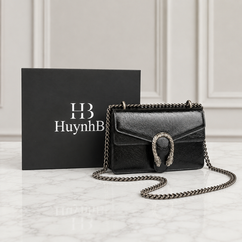 HuynhBi O7_Túi Đeo Chéo Nữ Da Bò Thật, Khoá Đầu Rồng, Kích Thước 23*16*9, Có Hộp Cao Cấp Làm Quà Tặng