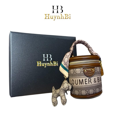 G8_Túi Cốp Lồng Nữ Da Bò Sang Chảnh,Kích Thướt cao 17cm, Tặng Kèm Khăn Lụa, Lớp Lót Lụa Xịn, Có Dây Đeo Chéo - HUỲNH BI Bag