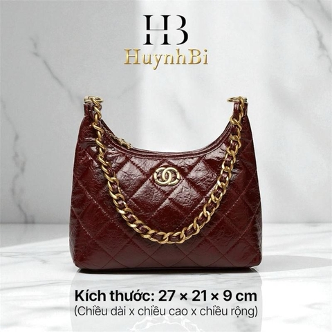E3_Túi Đeo Vai Đeo Chéo Nữ, Da Bò Thật Mềm Dày, Chi Tiết Đồng Không Gỉ [CÓ HỘP] Kích Thước 27x22x9cm- HUỲNH BI LUXURY Bag