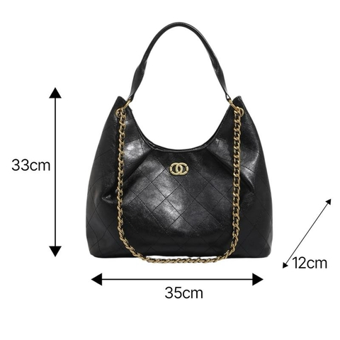 K9_Túi Tote Đeo Vai Da Bò, Dây xích không gỉ, Có Hộp Cao Cấp